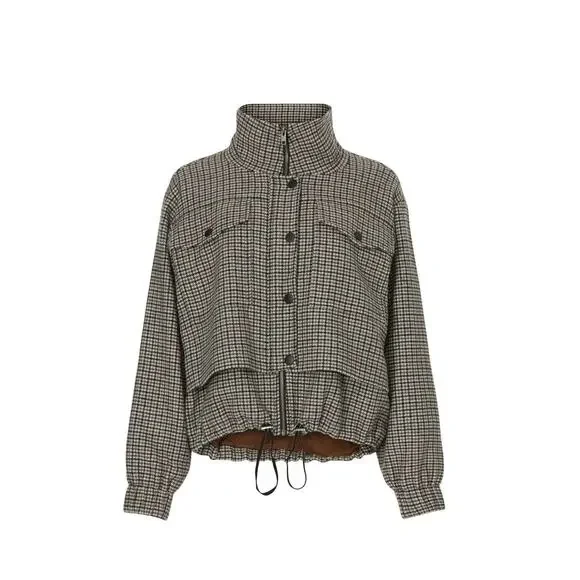 Apiece Apart Selva Cropped Houndstooth Woolblend Bomber